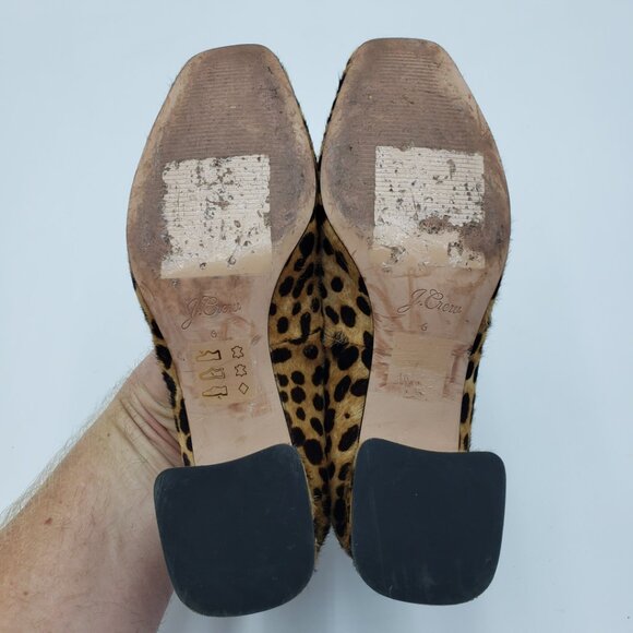 J. Crew Celia Pumps 6 Womens Block Heel Pony Calf Hair Leopard Print Tan - Picture 9 of 10